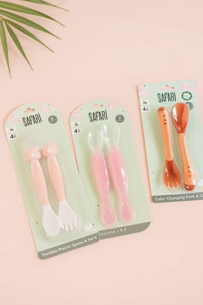 طقم ملاعق وشوك سيليكون للأطفال
