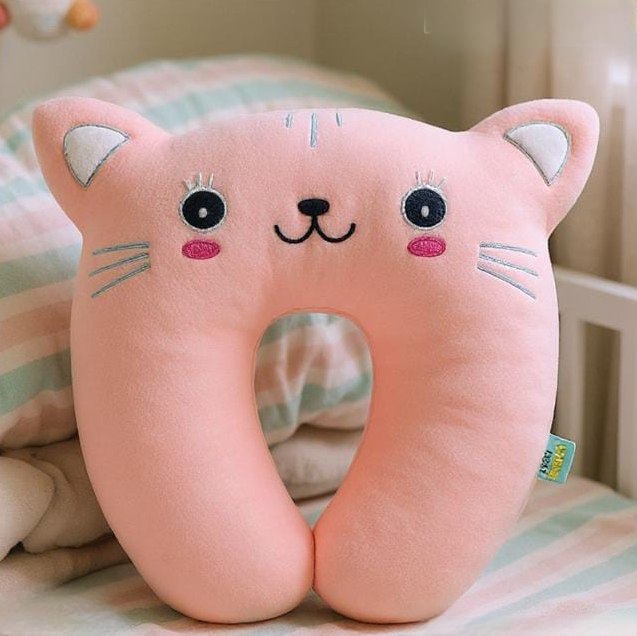 مخدة رقبة كرتونية بتصميم قطة وردية