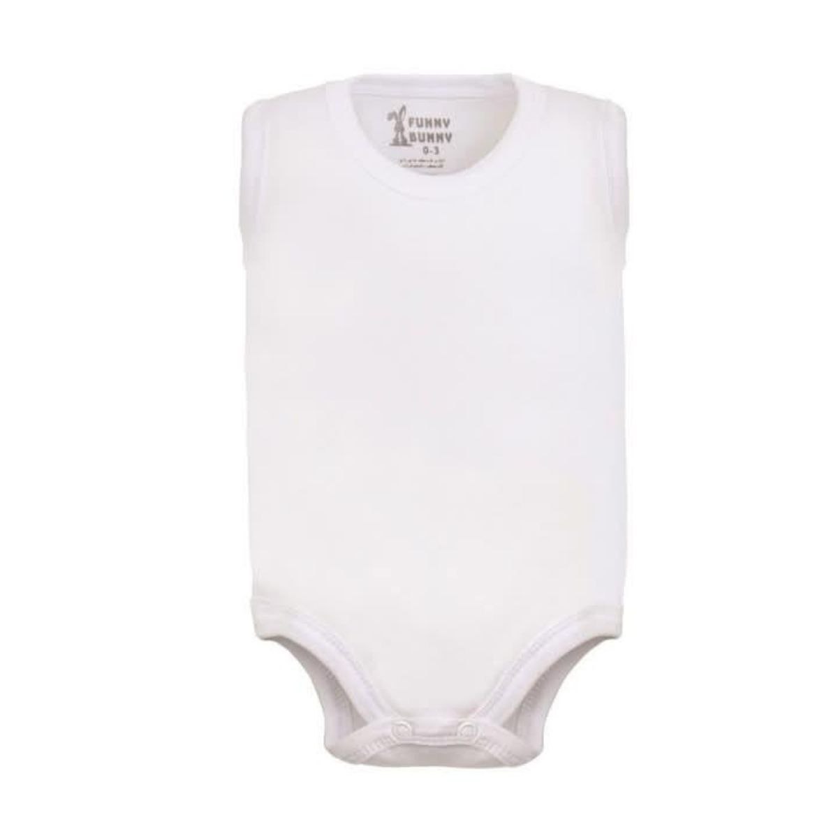 بادي أبيض للأطفال بدون أكمام