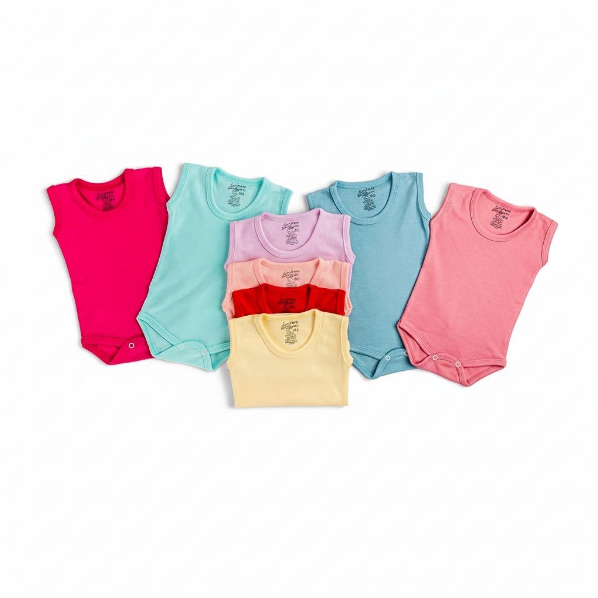 مجموعة بادي أطفال بدون أكمام بألوان متعددة