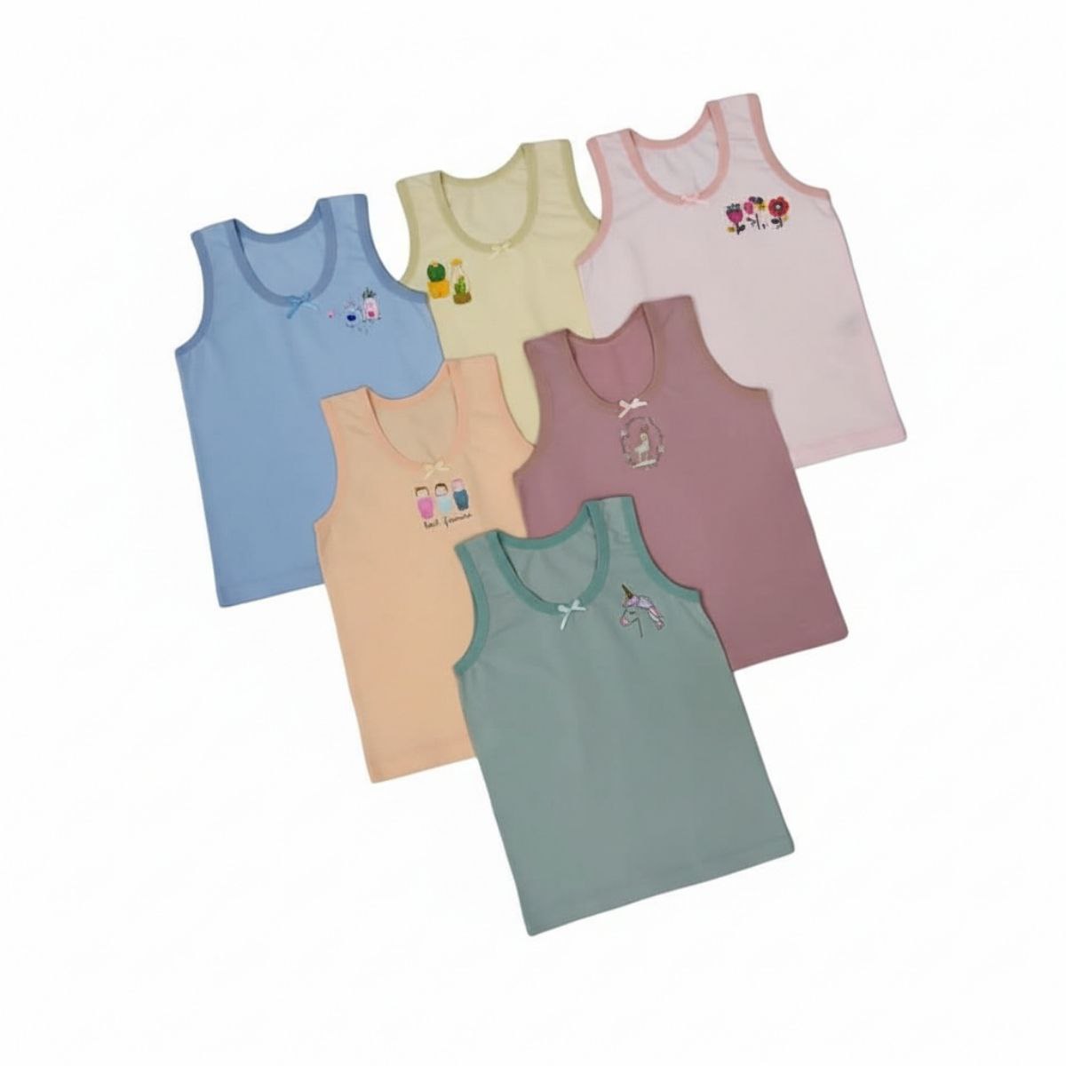 مجموعة توبات صيفية للأطفال برسومات ملونة