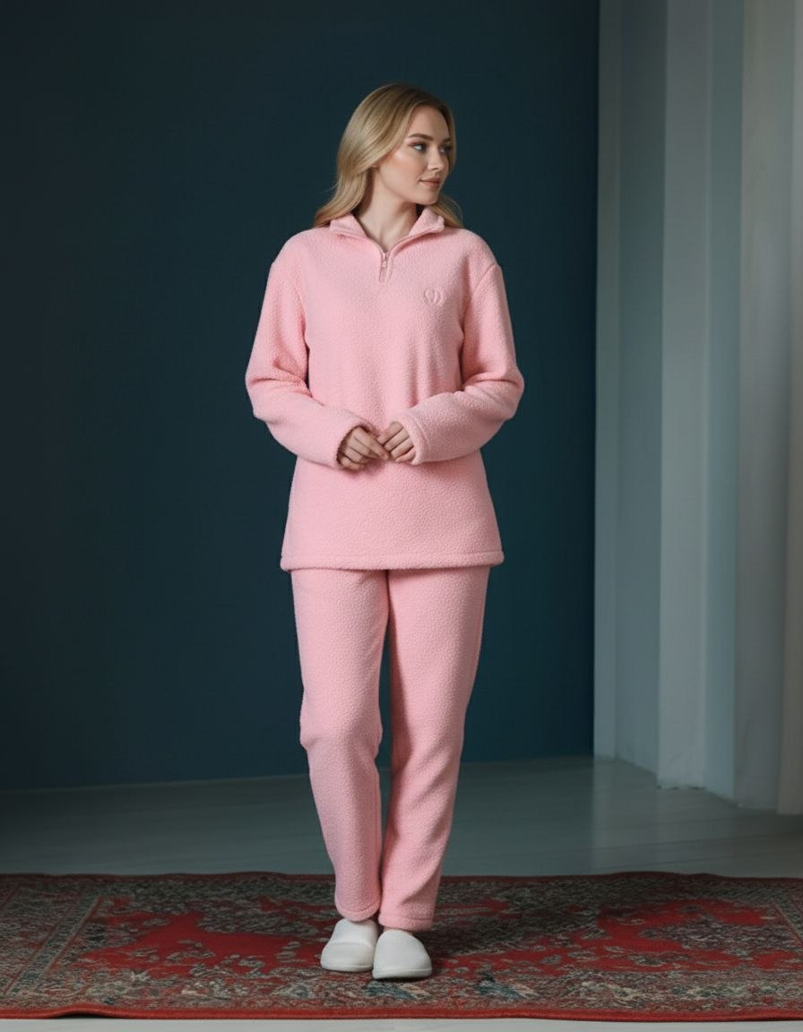 بيجامة نسائي شتوي -وردي - الصورة 2