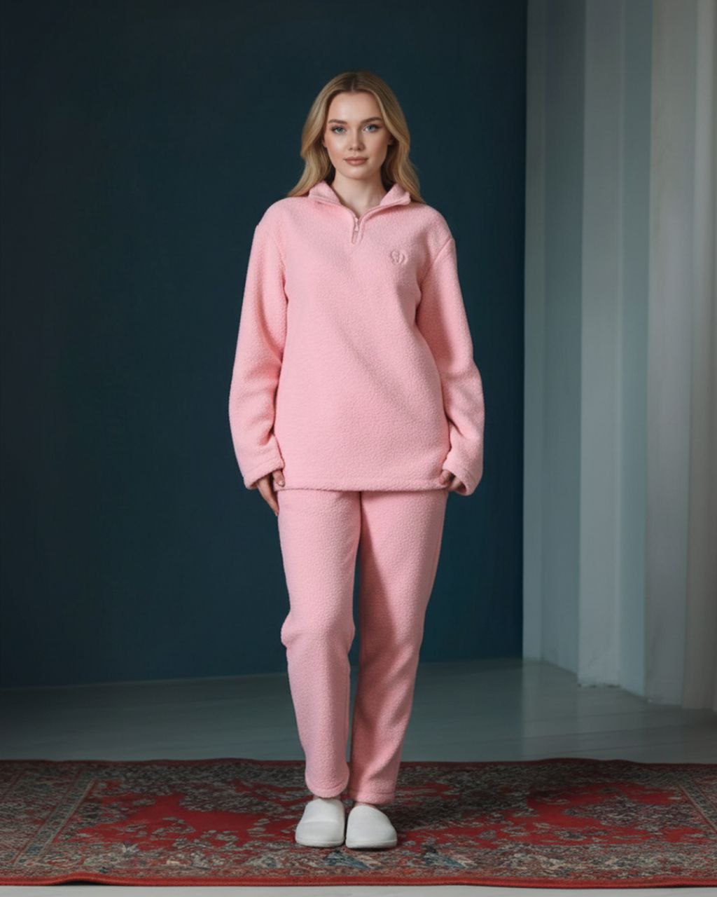 بيجامة نسائي شتوي -وردي - الصورة 3