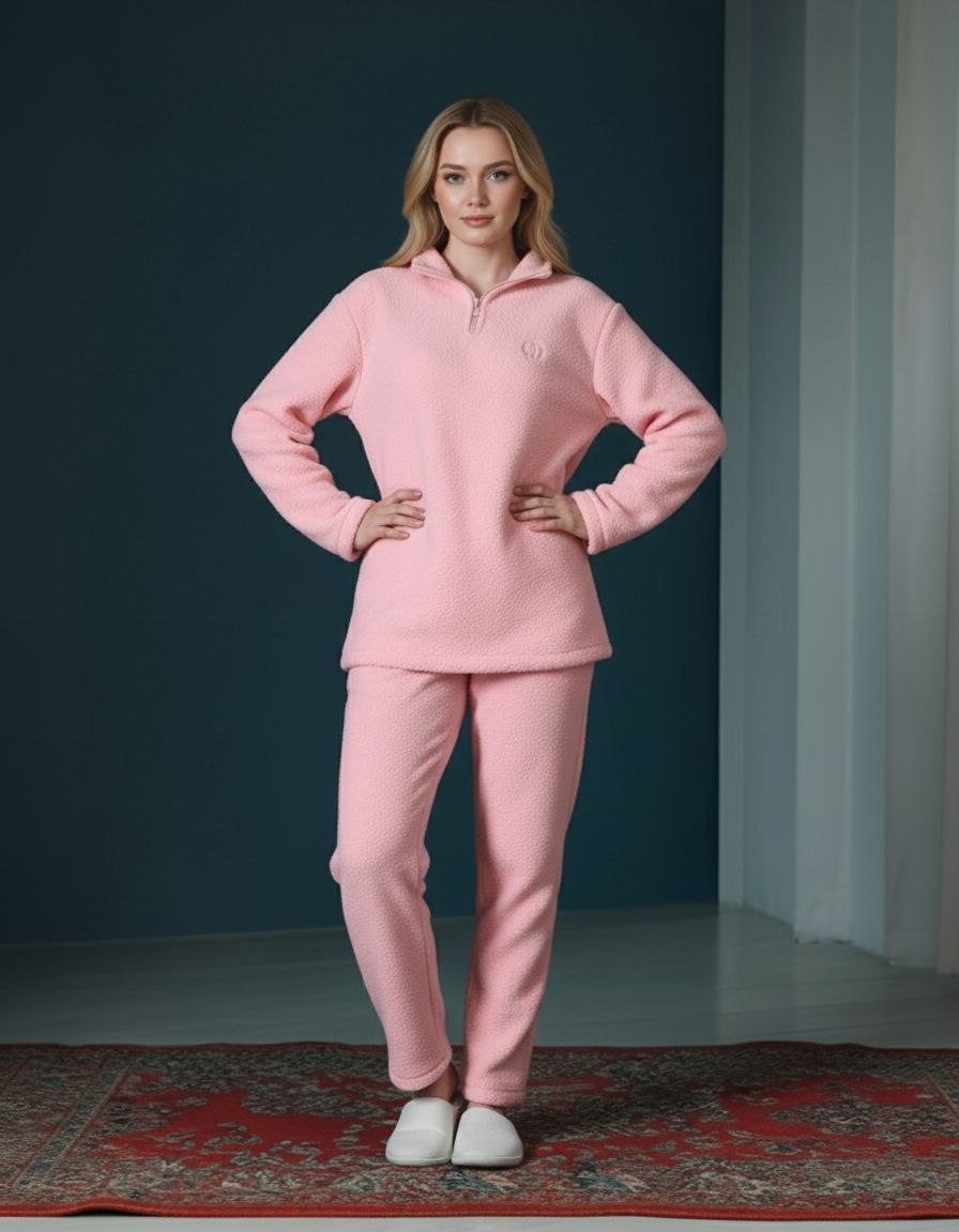 بيجامة نسائي شتوي -وردي