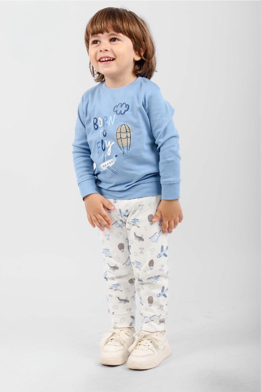 بيچامة أولادي شتوي بطبعة "Born to Fly"