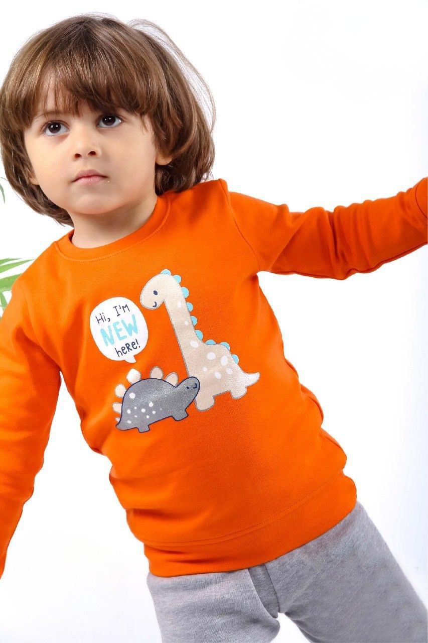 بيچامة أولادي شتوي بطبعة ديناصور - الصورة 3