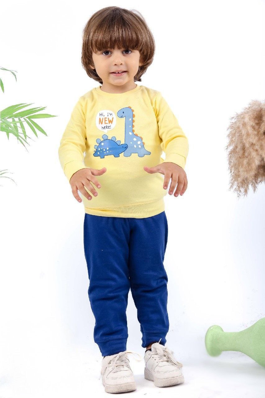 بيچامة أولادي شتوي بطبعة ديناصور - الصورة 2